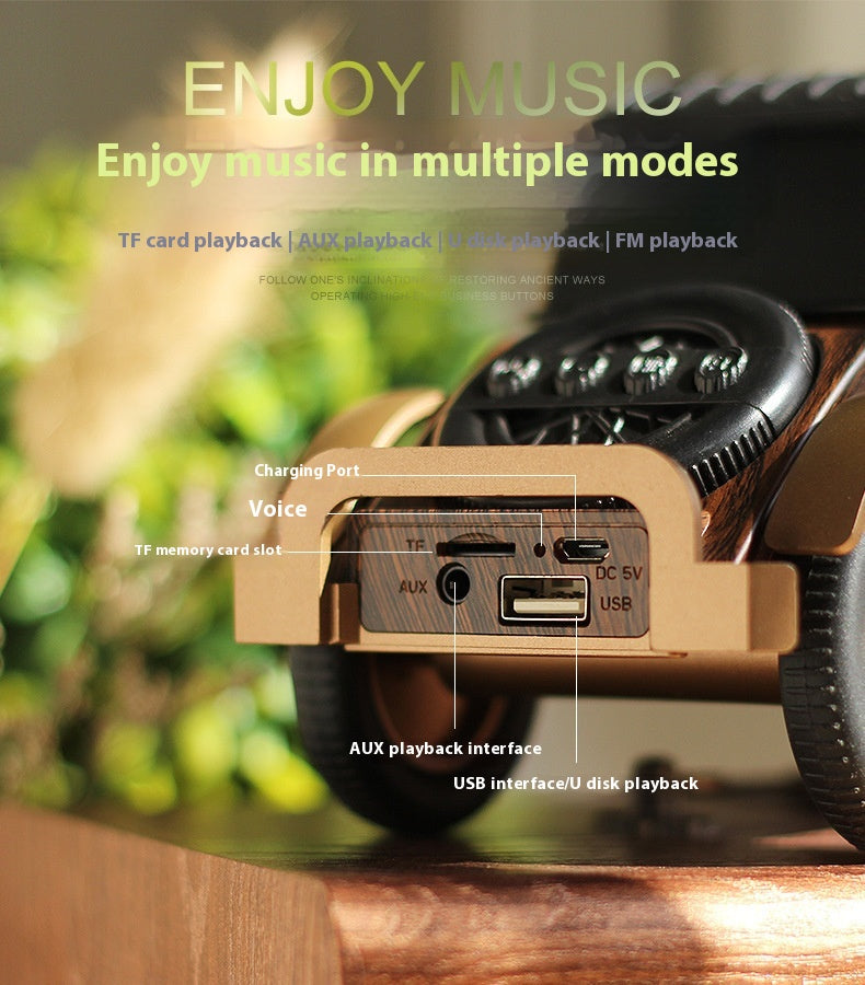 Better New Product A9 Bluetooth Speaker Retro Wood Grain Classic Car Wireless Subwoofer Radio Car Speaker Gift!