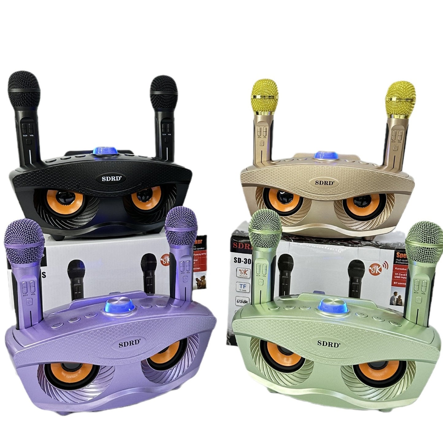 Upgraded Owl SD306S Wireless Microphone Rechargeable Home KTV Bluetooth Speaker All-in-One Outdoor Karaoke Machine