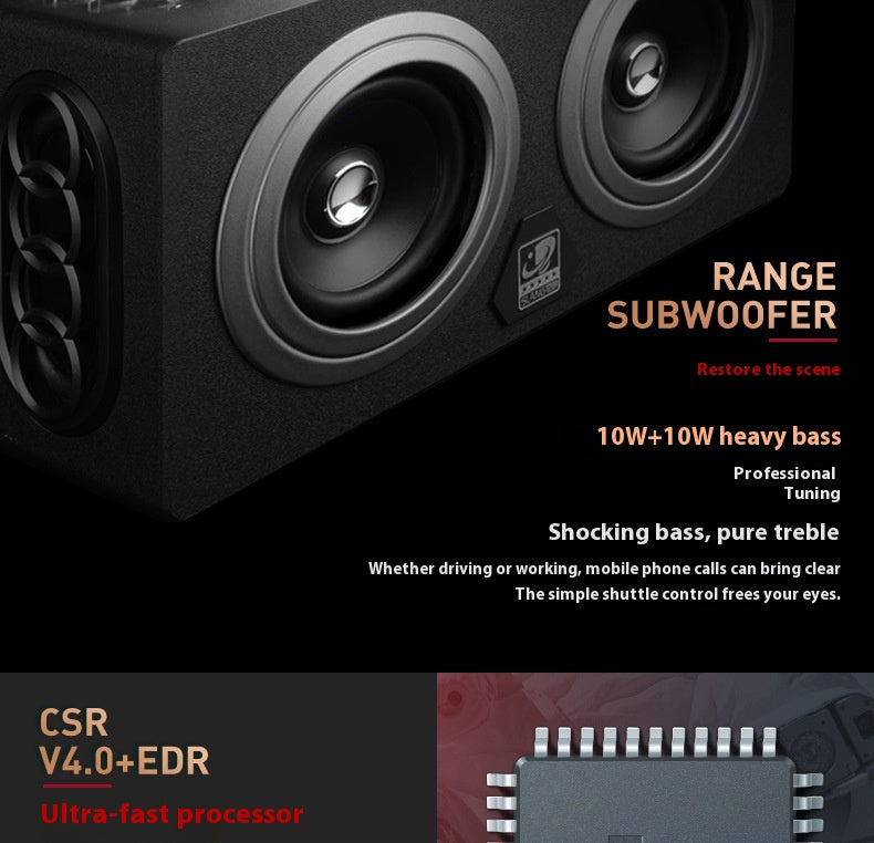 Bluetooth Speaker Outdoor Portable Retro Wooden Handheld Speaker for Phone Computer Square Dance Graffiti Heavy Bass Cannon