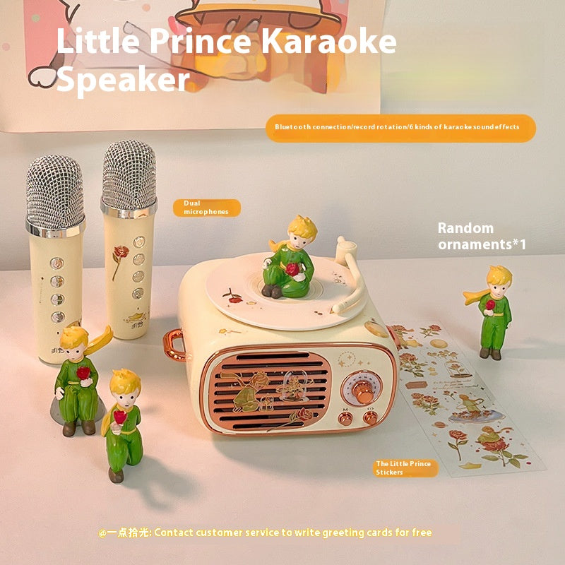 Microphone Practical Small Retro Little Prince Integrated Record Speaker Gift Birthday Microphone Song Audio Blue Free Shipping