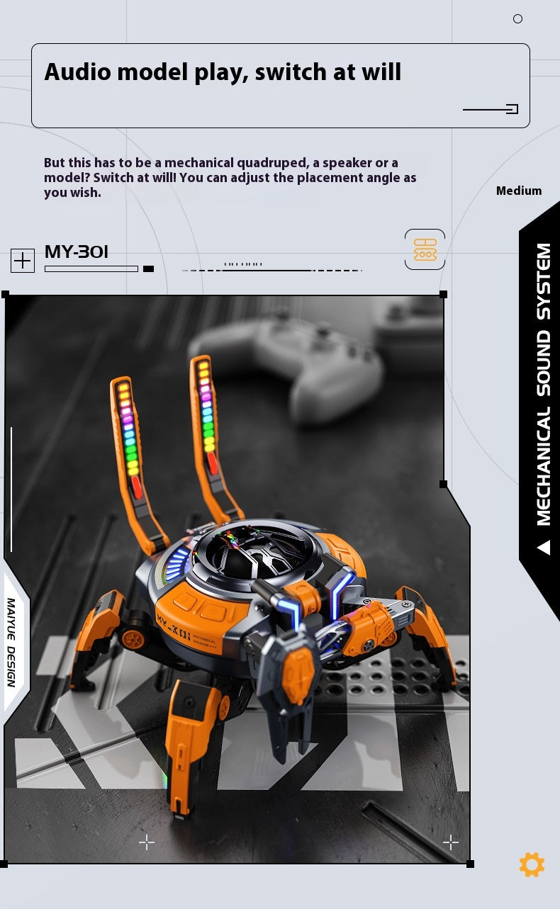 Wireless Bluetooth Machine Crab Speaker Small Subwoofer Combination Audio Machinery RGB Lamp Decoration Machine Armor Style