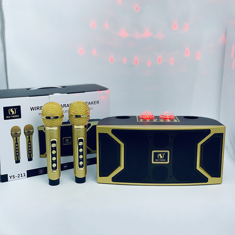 New YS-211 Bluetooth Speaker High Power Karaoke Subwoofer with Wireless Microphone and LED Flash Light