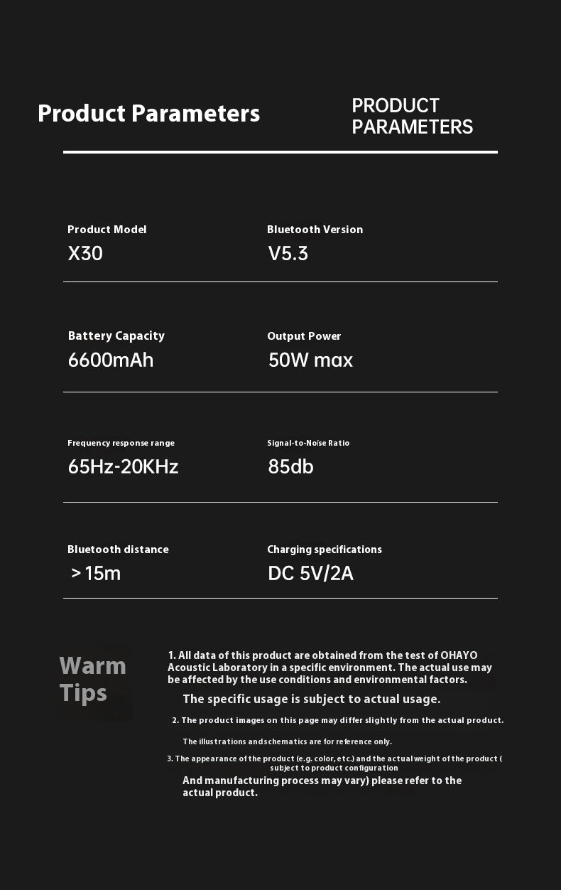 Leden Bluetooth Speaker X30 High-Quality Wireless Subwoofer Outdoor Portable Waterproof Car Speaker