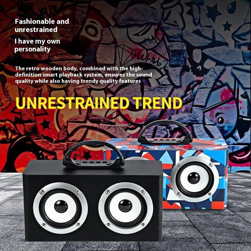 Wooden Bluetooth Speaker Outdoor Square Dance Retro Portable Wireless Card Slot Subwoofer Speaker