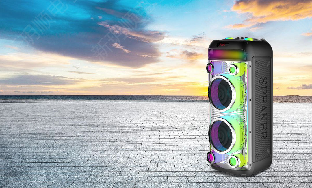 New Double 8inch Transparent Mecha High-Power Bluetooth Speaker Large Volume Bluetooth Speaker
