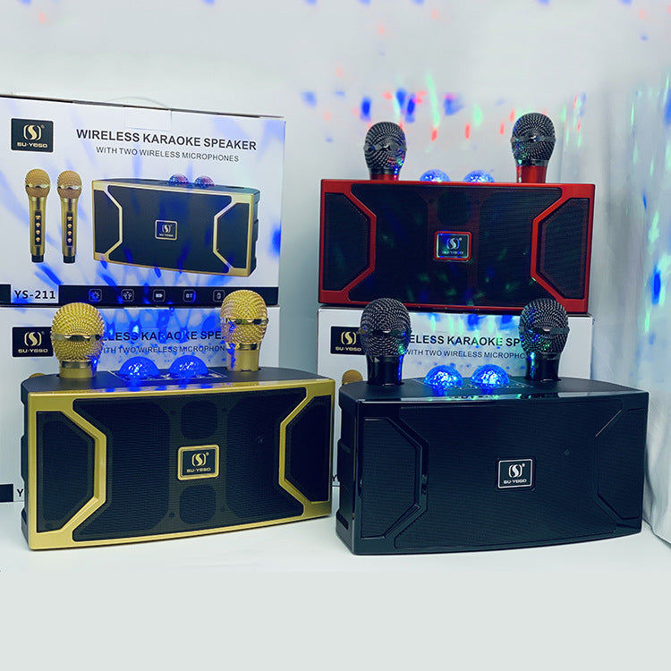 New YS-211 Bluetooth Speaker High Power Karaoke Subwoofer with Wireless Microphone and LED Flash Light