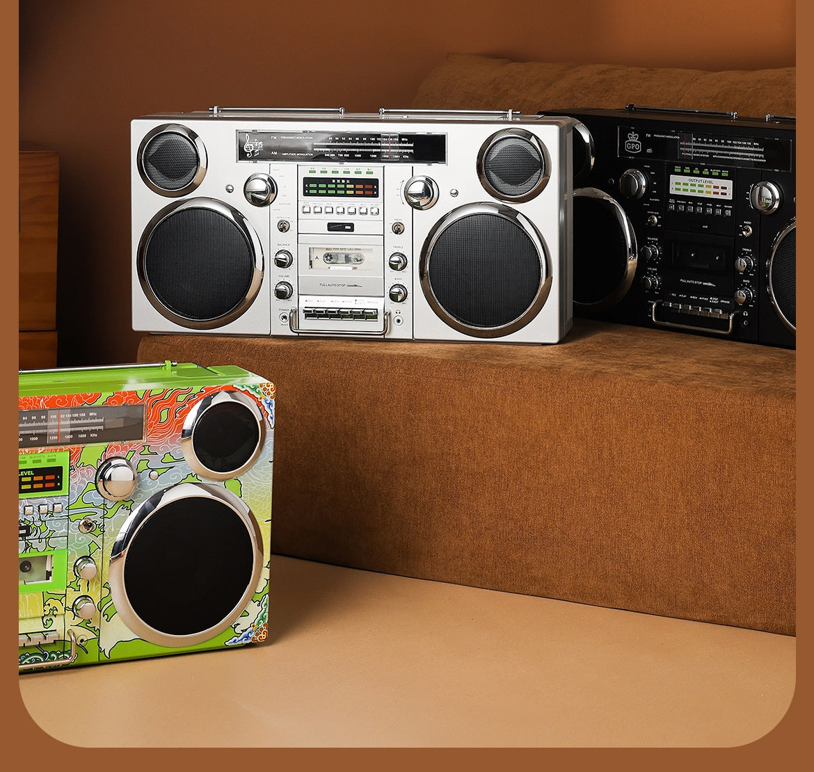 Classic European and American Rock Large Tape Recorder Radio Wireless Bluetooth Speaker Karaoke All-in-One High-Quality Sound System