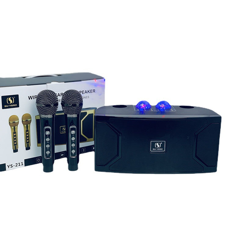 New YS-211 Bluetooth Speaker High Power Karaoke Subwoofer with Wireless Microphone and LED Flash Light