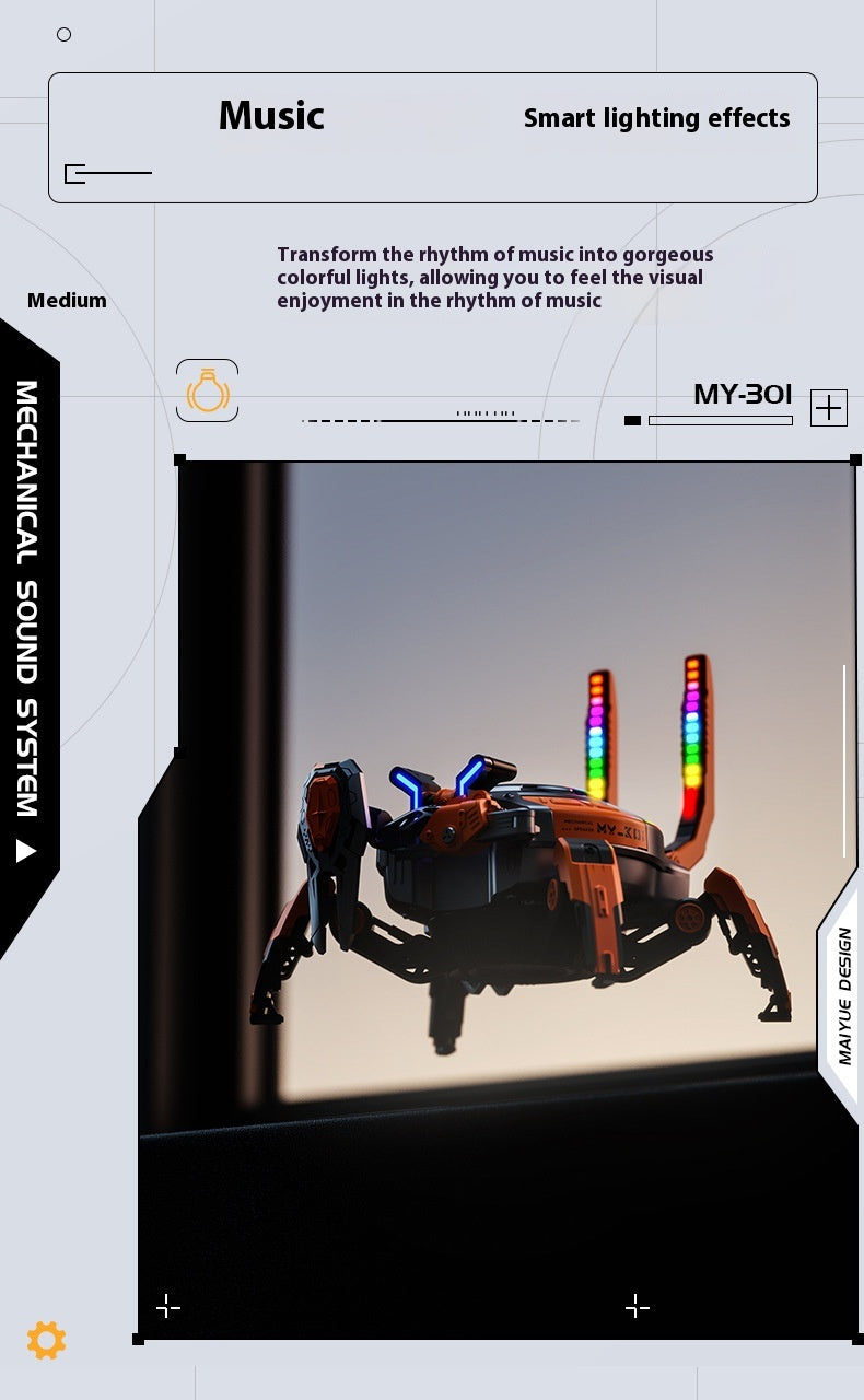 Wireless Bluetooth Machine Crab Speaker Small Subwoofer Combination Audio Machinery RGB Lamp Decoration Machine Armor Style