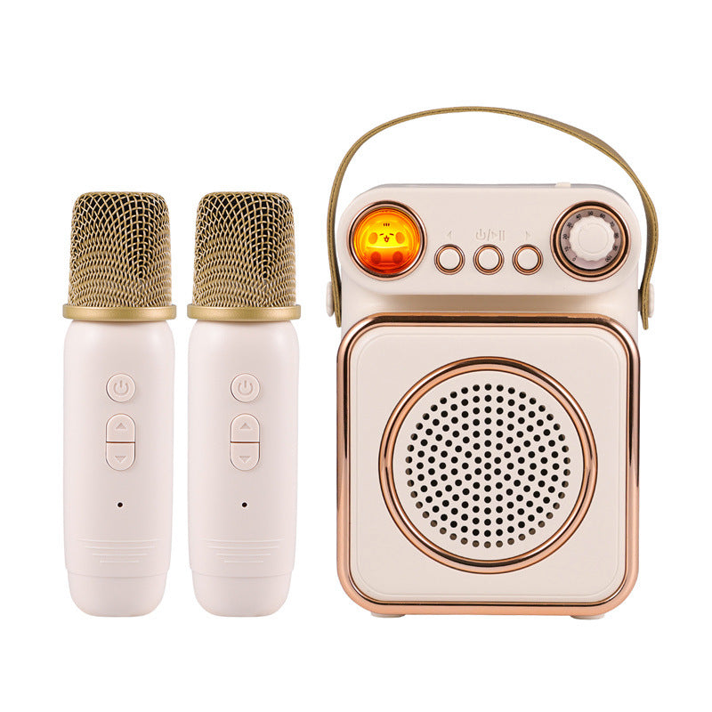 Singing Karaoke Speaker Microphone Combo Home Use Children's Wireless Microphone Smart Bluetooth Speaker Retro