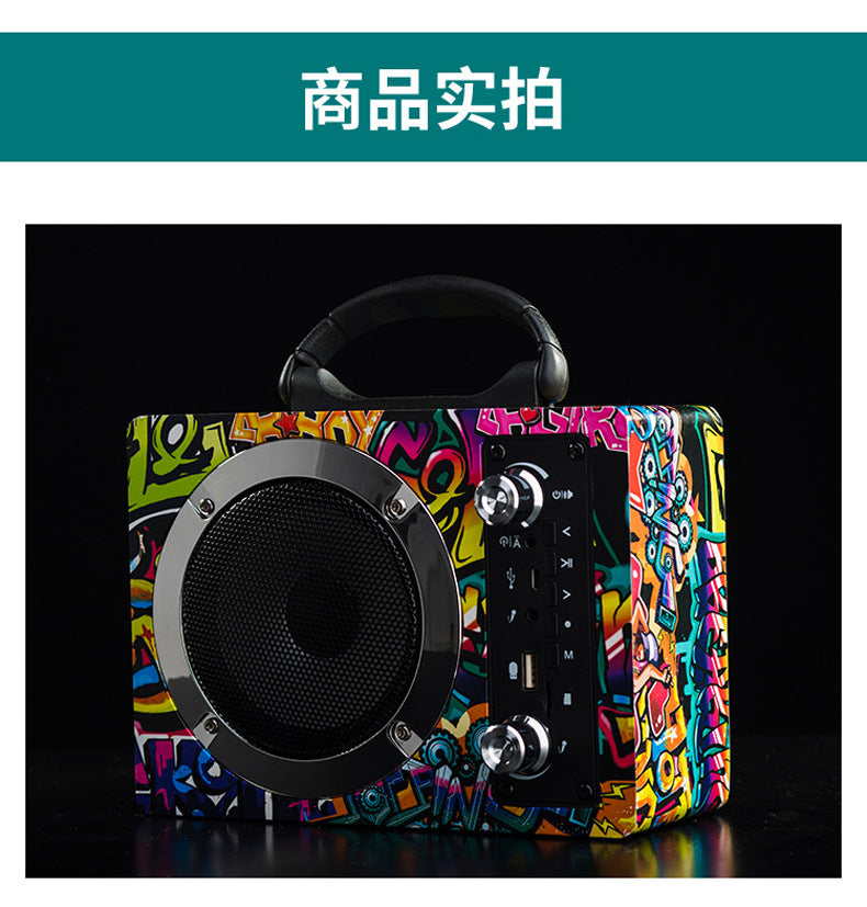Tuya Wooden Bluetooth Speaker Subwoofer Portable Outdoor Wireless Karaoke Card Slot USB Flash Drive Radio Gift Sound System