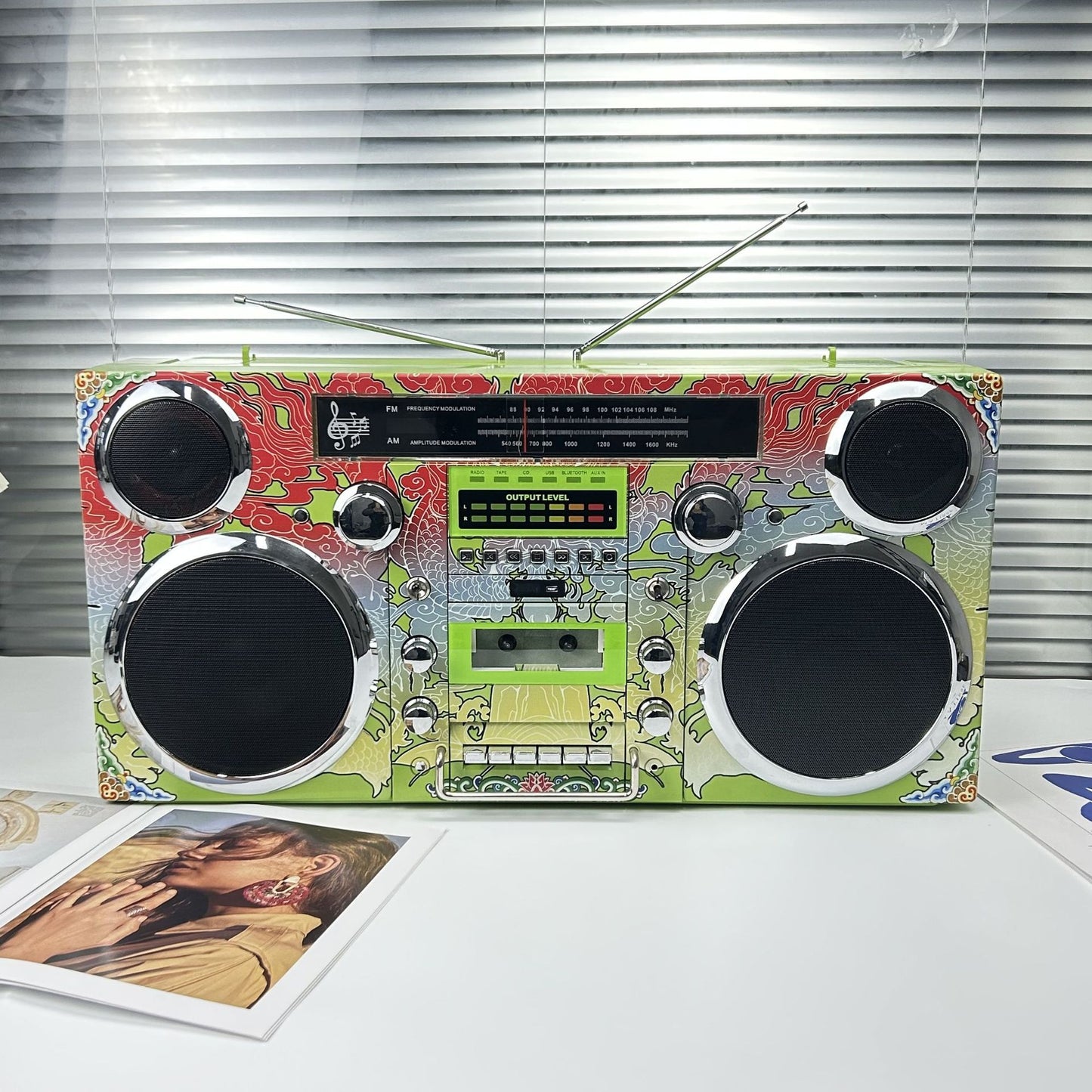Classic European and American Rock Large Tape Recorder Radio Wireless Bluetooth Speaker Karaoke All-in-One High-Quality Sound System