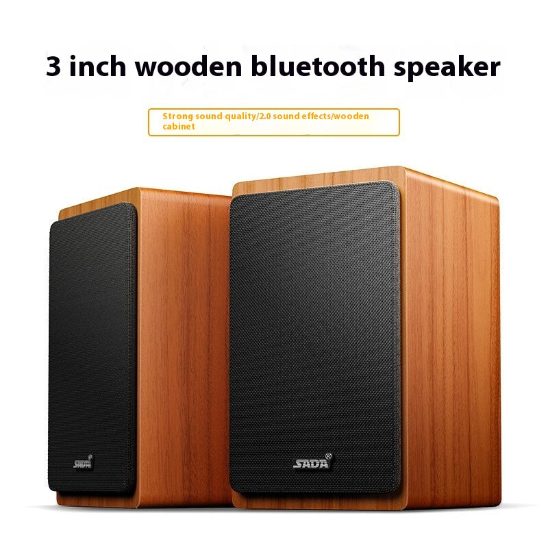 SADA V121 Computer Speaker Desktop Home Small Speaker Wooden Desktop Subwoofer Active
