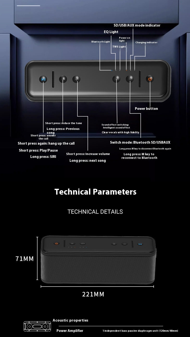 Berlin Sound Bluetooth Speaker High-Quality Sound Large Volume Subwoofer Home Audiophile Wireless Bluetooth Speaker