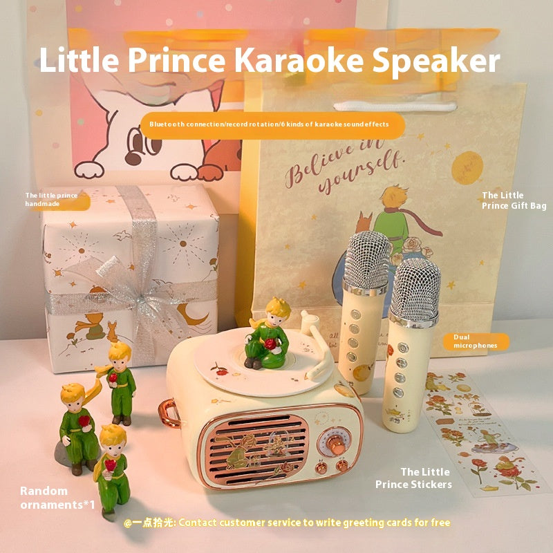 Microphone Practical Small Retro Little Prince Integrated Record Speaker Gift Birthday Microphone Song Audio Blue Free Shipping