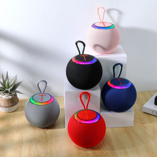 New Bluetooth Speaker Ball Shape Fabric Handheld Sports Outdoor Cycling RGB Wireless Small Speaker Hot Item 68D