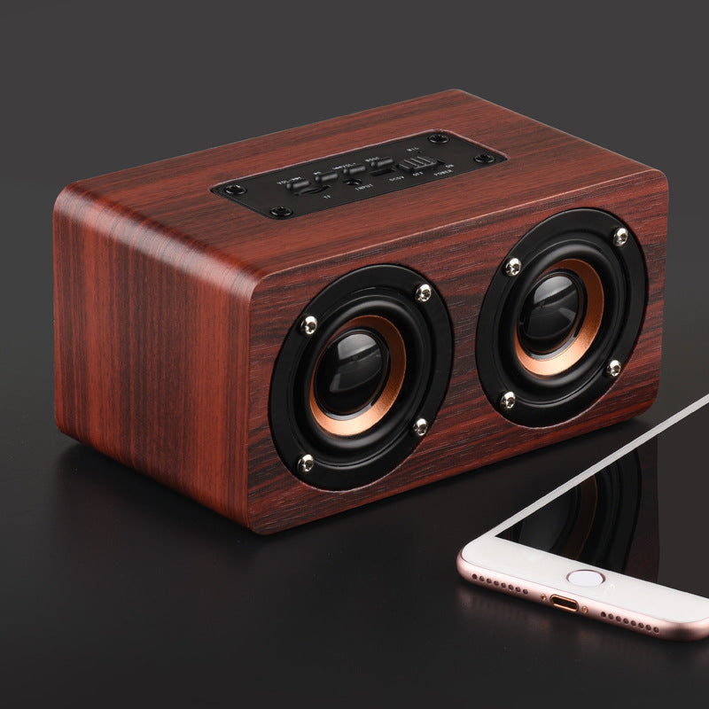 K5 Wireless Bluetooth Speaker Dual Speakers Mobile Phone Wooden Card Slot Speaker Subwoofer Wired Charging Battery
