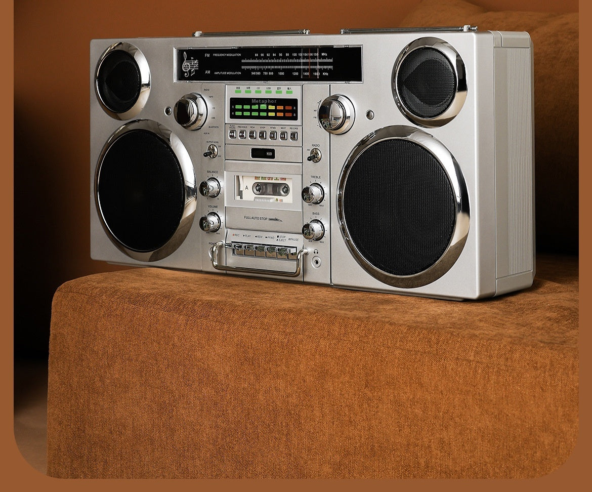 Classic European and American Rock Large Tape Recorder Radio Wireless Bluetooth Speaker Karaoke All-in-One High-Quality Sound System