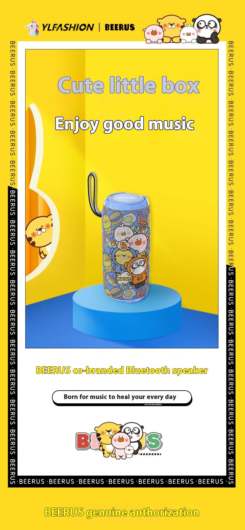 Cartoon Bluetooth Speaker Outdoor Camping Portable Subwoofer Bluetooth Speaker with Light and Deep Bass