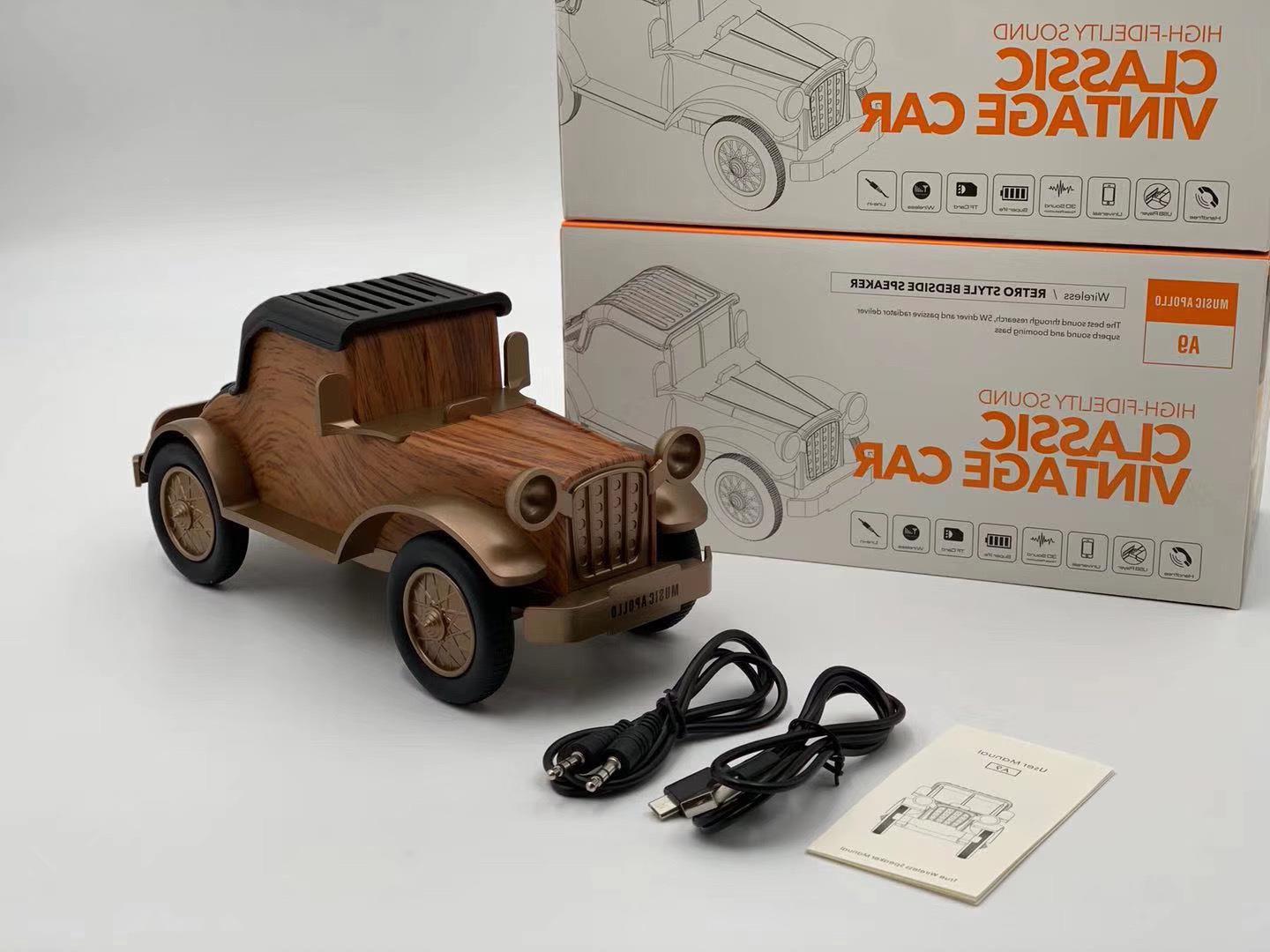 Better New Product A9 Bluetooth Speaker Retro Wood Grain Classic Car Wireless Subwoofer Radio Car Speaker Gift!
