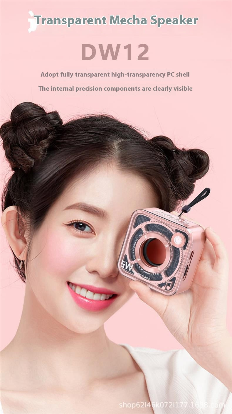 New Transparent Mecha Mini Cannon Bluetooth Speaker Outdoor Home Portable Card Slot Subwoofer Mini Speaker