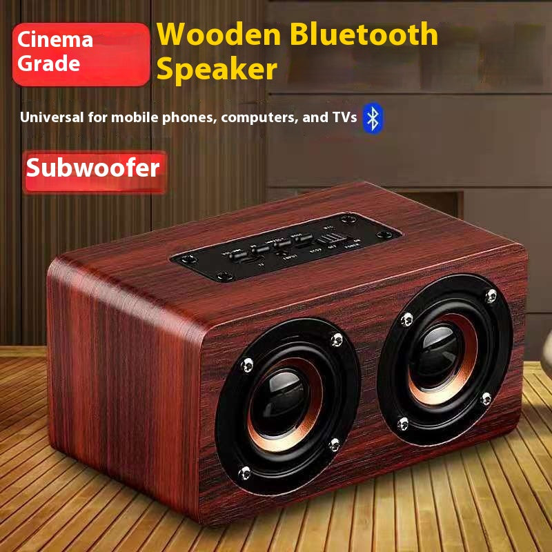 K5 Wireless Bluetooth Speaker Dual Speakers Mobile Phone Wooden Card Slot Speaker Subwoofer Wired Charging Battery