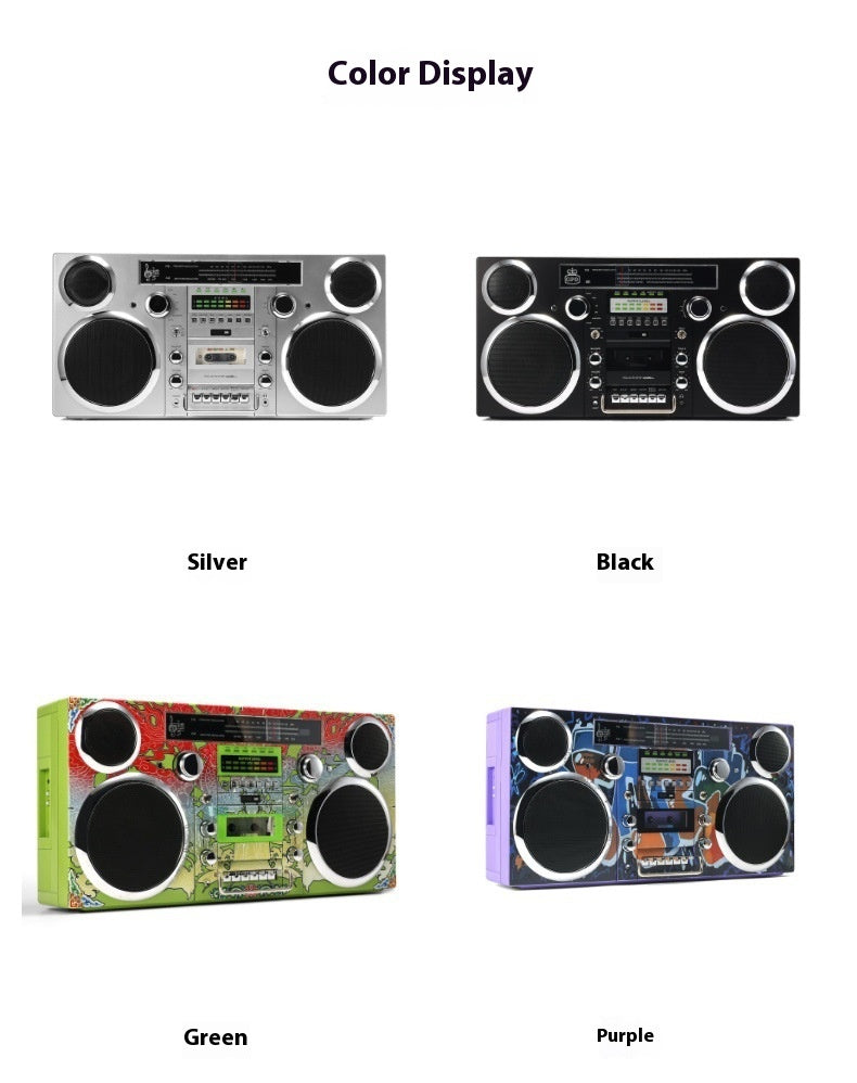 Classic European and American Rock Large Tape Recorder Radio Wireless Bluetooth Speaker Karaoke All-in-One High-Quality Sound System