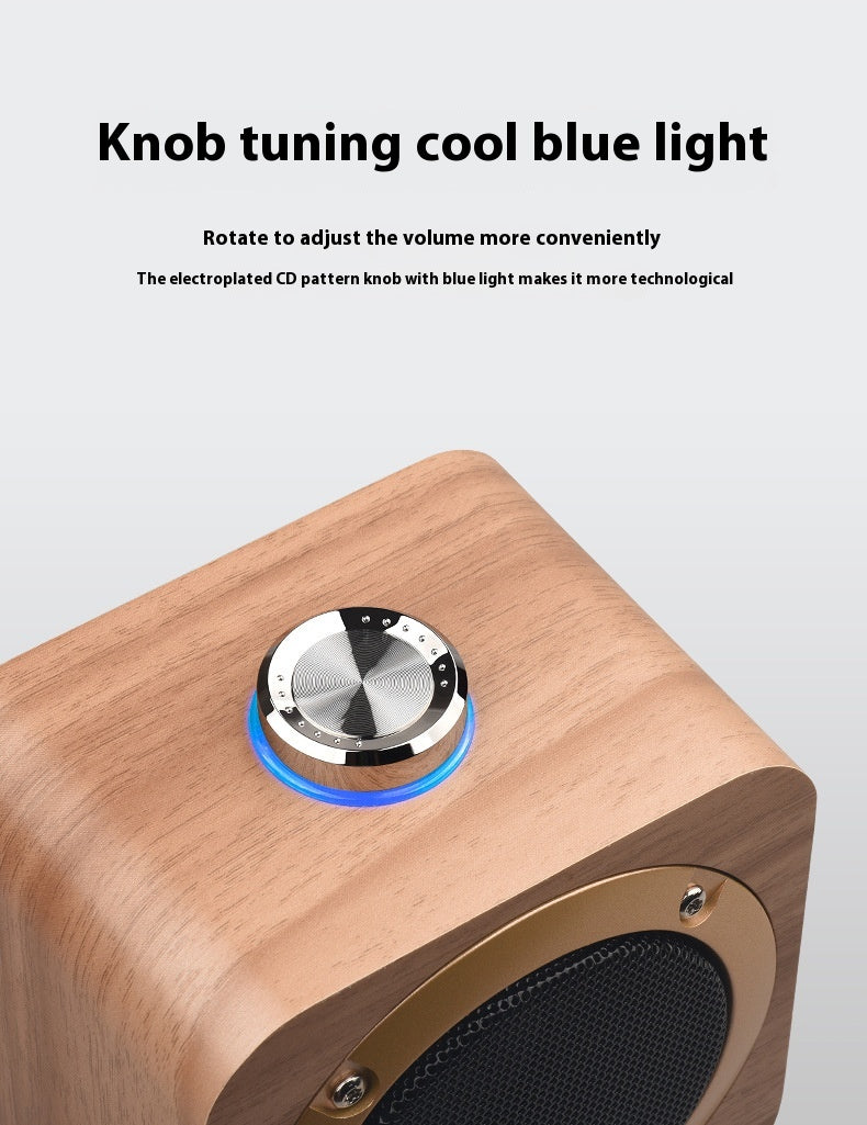 Q1B Wooden Retro Bluetooth Speaker Square Audio Desktop Wooden Wireless Subwoofer TWS New Gift