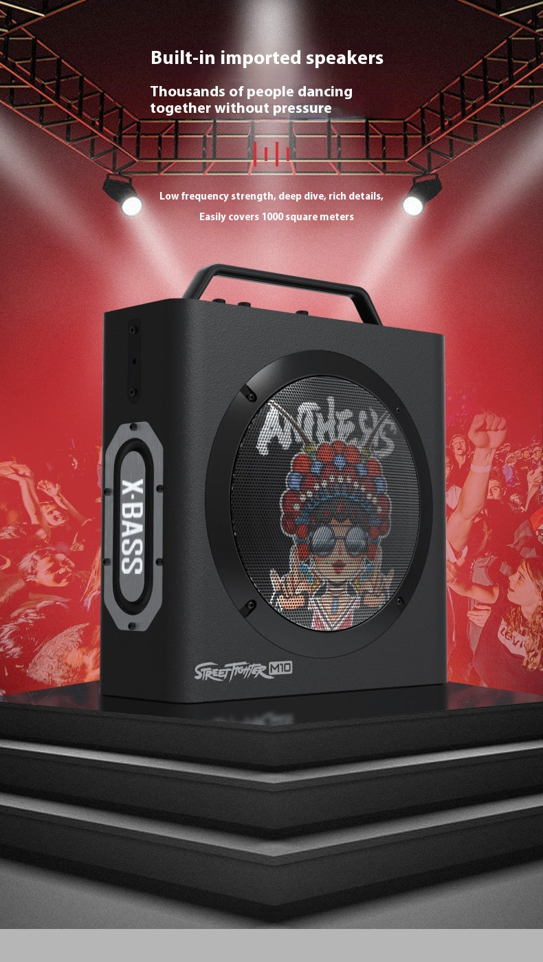 M10 Square Dance Speaker Portable Handheld Backpack Wireless Bluetooth Karaoke Practice Street Dance Yoga Fitness Subwoofer