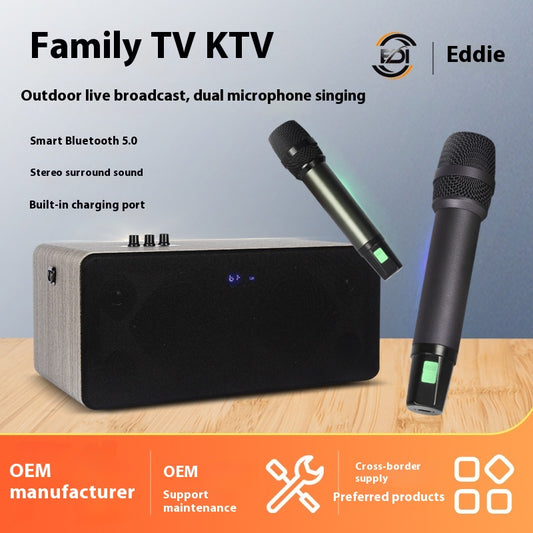 Home KTV Sound System Set All-in-One Karaoke TV Outdoor Live Streaming Wireless Microphone Speaker