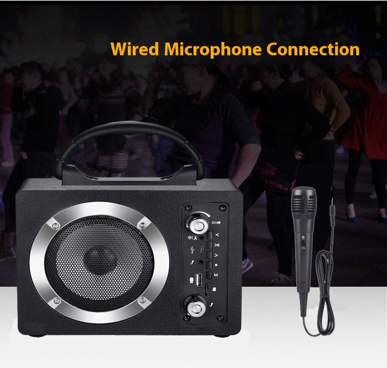 Tuya Wooden Bluetooth Speaker Subwoofer Portable Outdoor Wireless Karaoke Card Slot USB Flash Drive Radio Gift Sound System