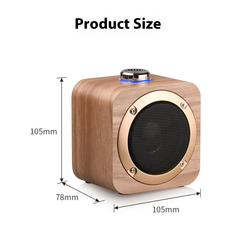 Q1B Wooden Retro Bluetooth Speaker Square Audio Desktop Wooden Wireless Subwoofer TWS New Gift