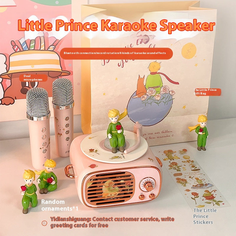 Microphone Practical Small Retro Little Prince Integrated Record Speaker Gift Birthday Microphone Song Audio Blue Free Shipping