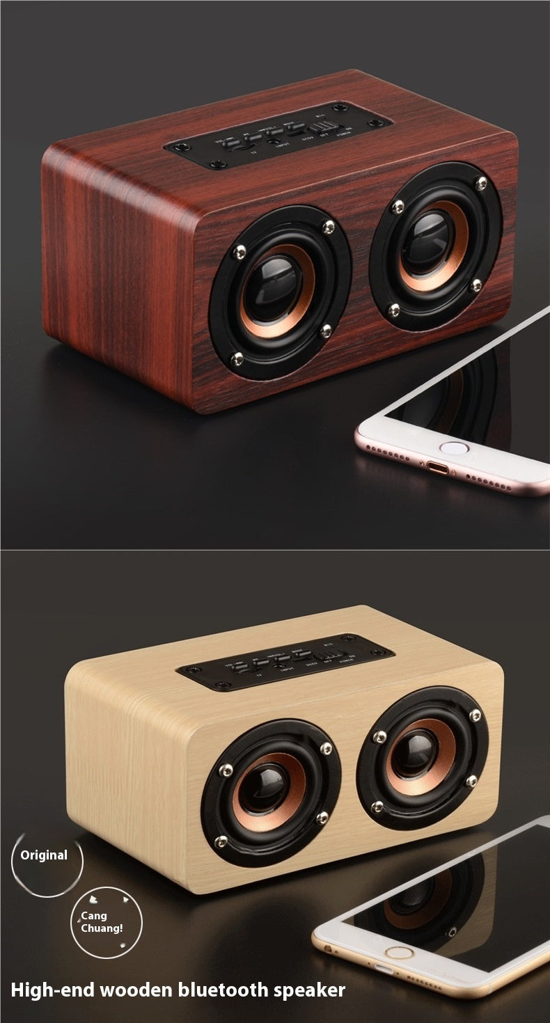 K5 Wireless Bluetooth Speaker Dual Speakers Mobile Phone Wooden Card Slot Speaker Subwoofer Wired Charging Battery