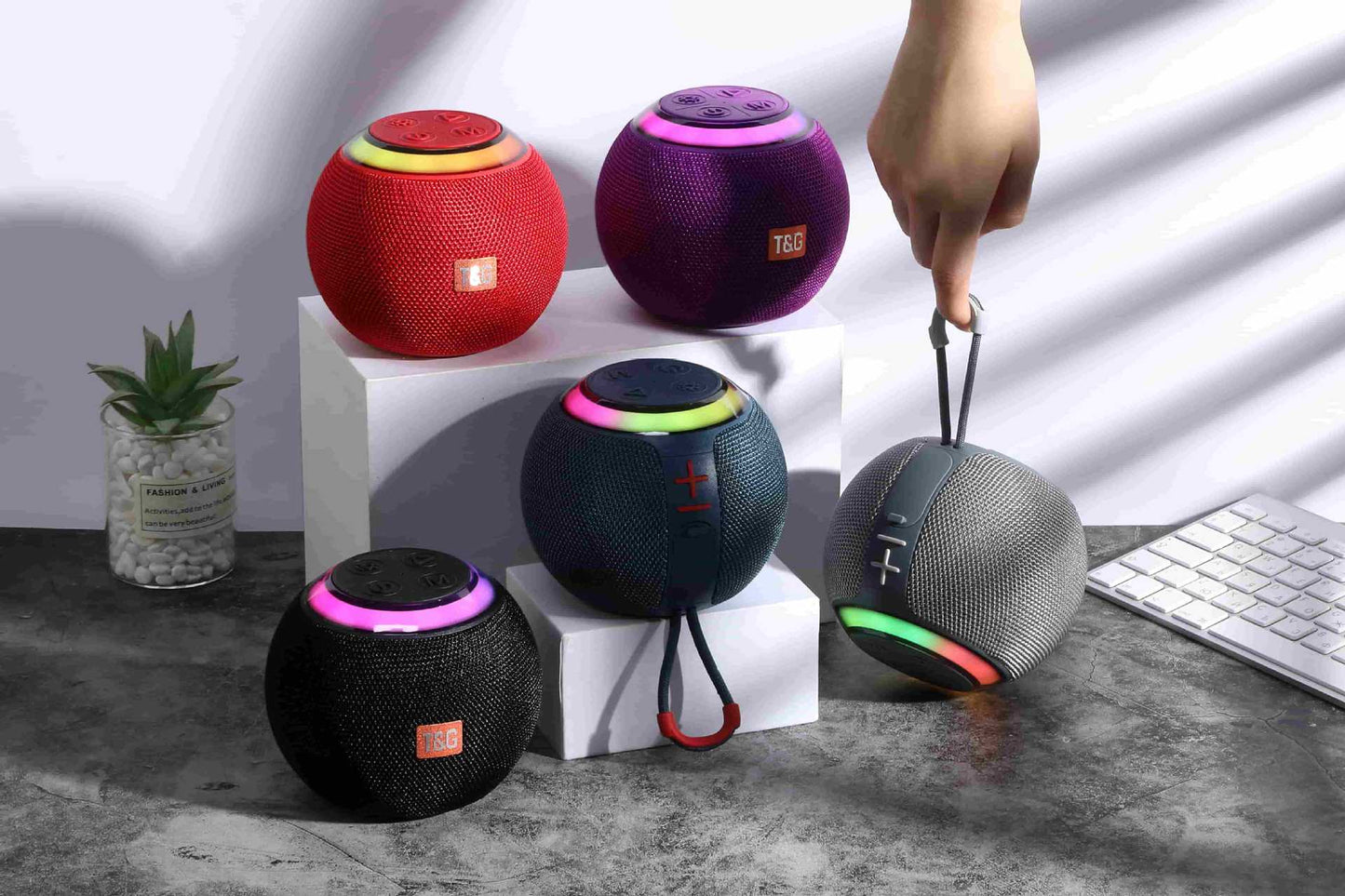 New TG683 Bluetooth Speaker Round Colorful Light Card Insert U Disk Outdoor Portable Big Speaker Mini Subwoofer