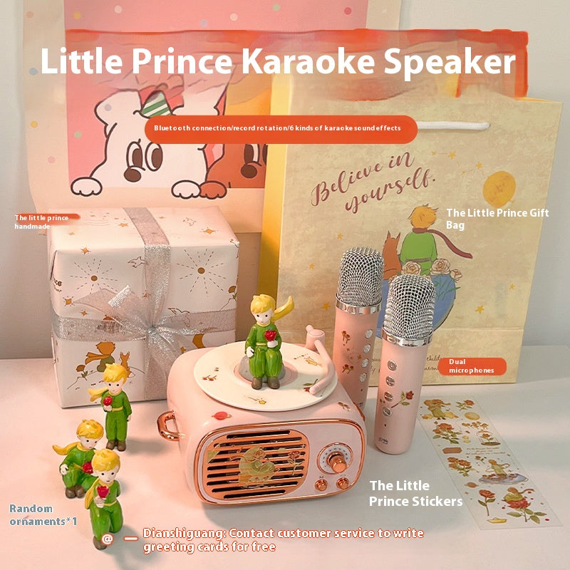 Microphone Practical Small Retro Little Prince Integrated Record Speaker Gift Birthday Microphone Song Audio Blue Free Shipping