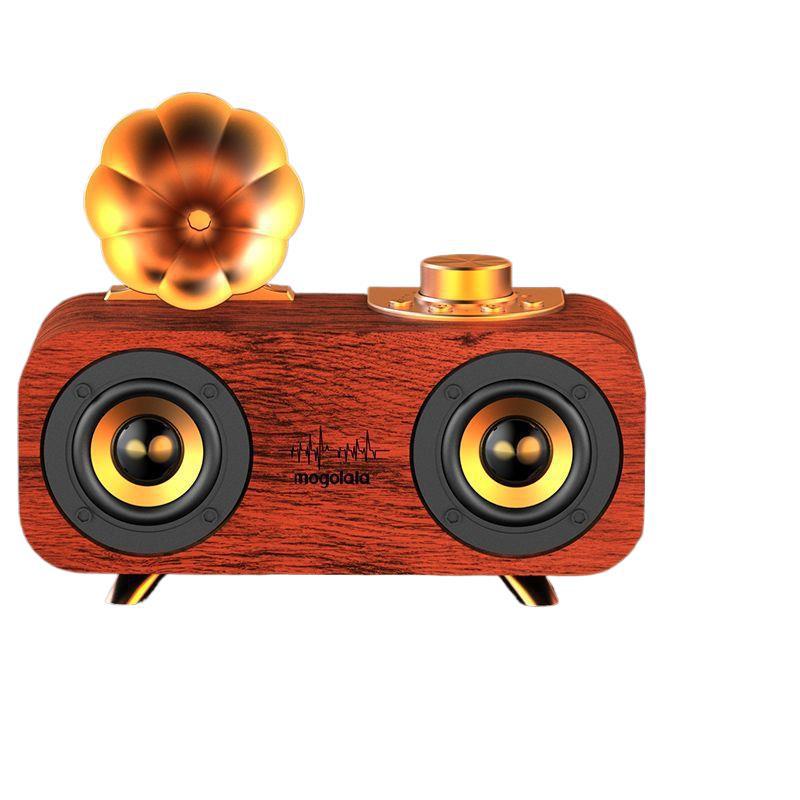 Nostalgic Retro Style Bluetooth Speaker Wooden Subwoofer High Volume Mini Wireless Speaker for Home Bedroom Desktop