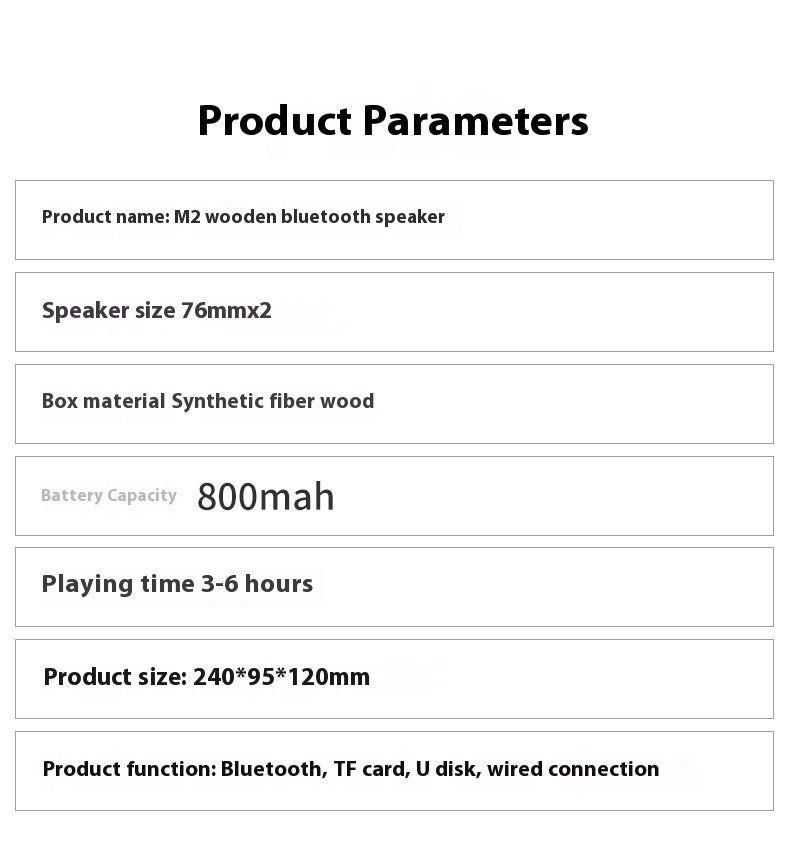 Wooden Bluetooth Speaker Outdoor Square Dance Retro Portable Wireless Card Slot Subwoofer Speaker