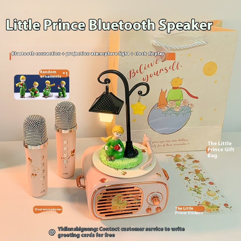 Microphone Practical Small Retro Little Prince Integrated Record Speaker Gift Birthday Microphone Song Audio Blue Free Shipping
