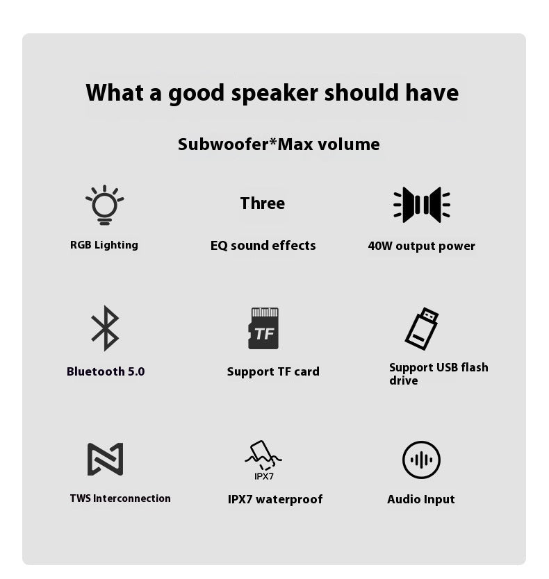 YEAHBOX/Soundwave Lion Bluetooth Speaker A8PRO Outdoor Portable 40W Subwoofer Waterproof Portable Desktop Speaker
