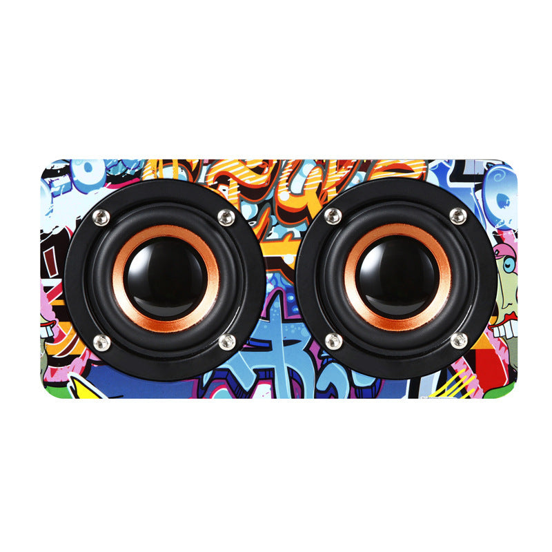M5 Bluetooth Speaker Wooden Graffiti Dual Speakers Subwoofer Home Desktop Audio New Creative Gift