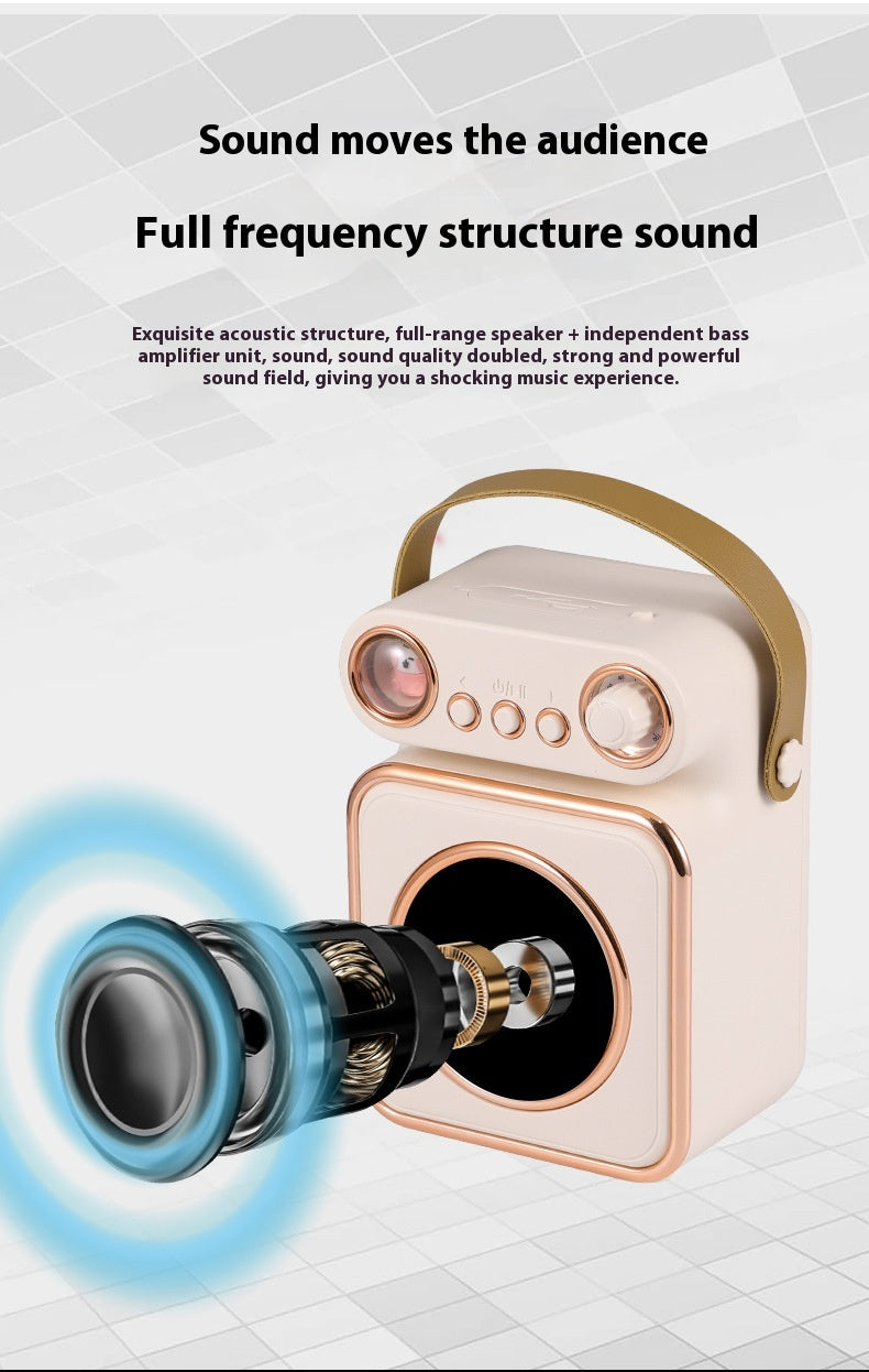 Singing Karaoke Speaker Microphone Combo Home Use Children's Wireless Microphone Smart Bluetooth Speaker Retro