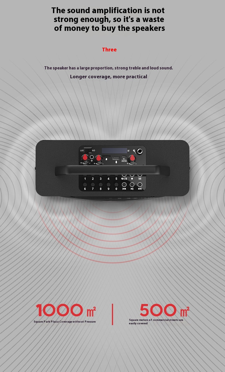 M10 Square Dance Speaker Portable Handheld Backpack Wireless Bluetooth Karaoke Practice Street Dance Yoga Fitness Subwoofer