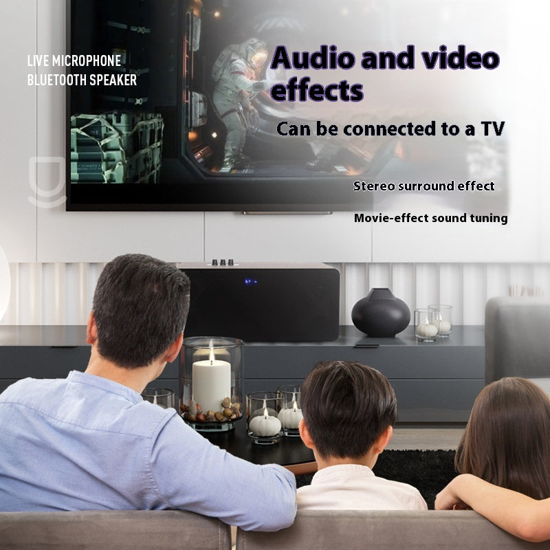 Home KTV Sound System Set All-in-One Karaoke TV Outdoor Live Streaming Wireless Microphone Speaker