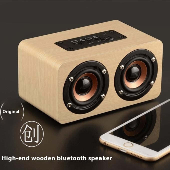 K5 Wireless Bluetooth Speaker Dual Speakers Mobile Phone Wooden Card Slot Speaker Subwoofer Wired Charging Battery