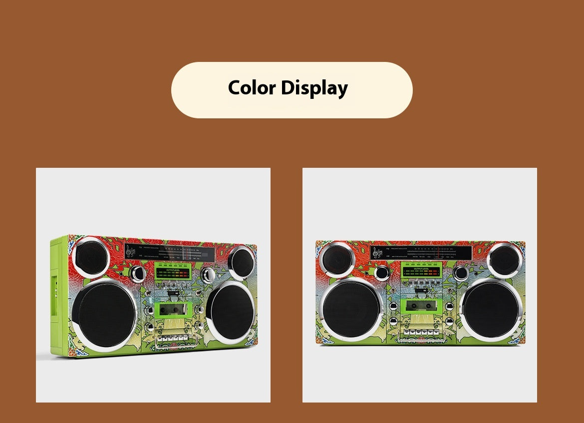 Classic European and American Rock Large Tape Recorder Radio Wireless Bluetooth Speaker Karaoke All-in-One High-Quality Sound System