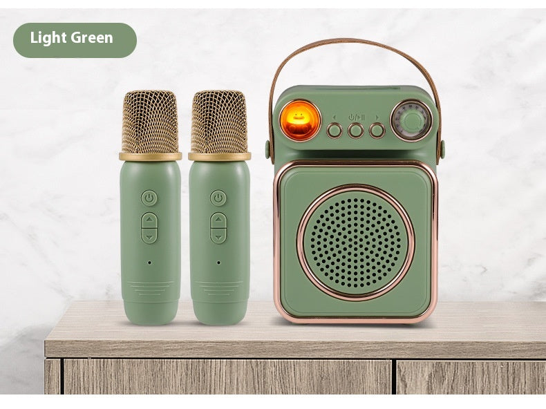 Singing Karaoke Speaker Microphone Combo Home Use Children's Wireless Microphone Smart Bluetooth Speaker Retro