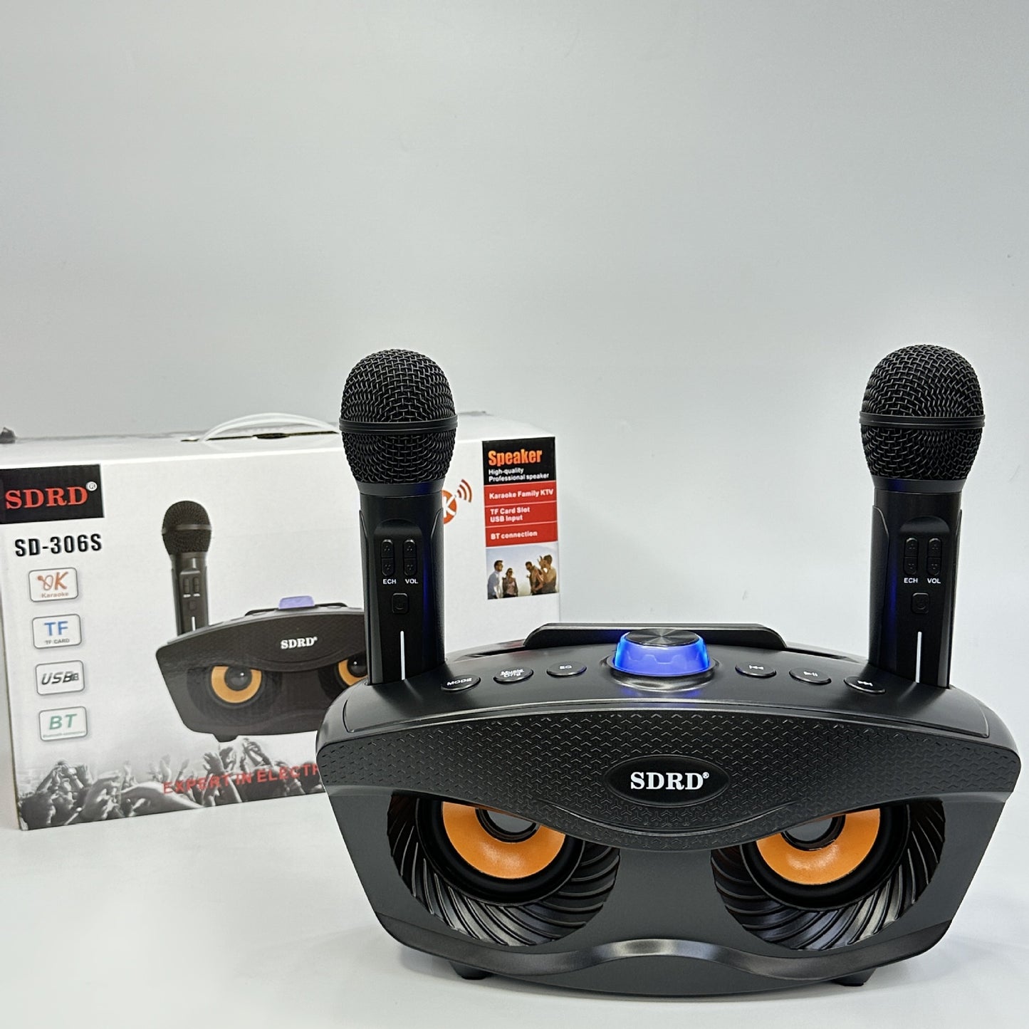 Upgraded Owl SD306S Wireless Microphone Rechargeable Home KTV Bluetooth Speaker All-in-One Outdoor Karaoke Machine