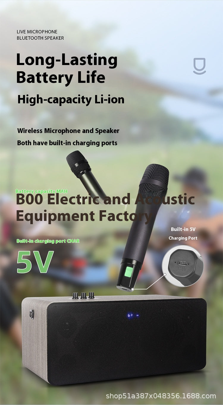 Home KTV Sound System Set All-in-One Karaoke TV Outdoor Live Streaming Wireless Microphone Speaker
