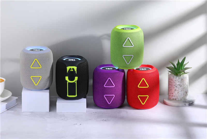 New TG655 Exquisite Cylindrical Triangle Button Heavy Bass Bluetooth Portable Speaker Colorful Lights Cool Fashion Speaker